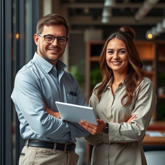 Expert customer executives collaborating in a modern office setting.